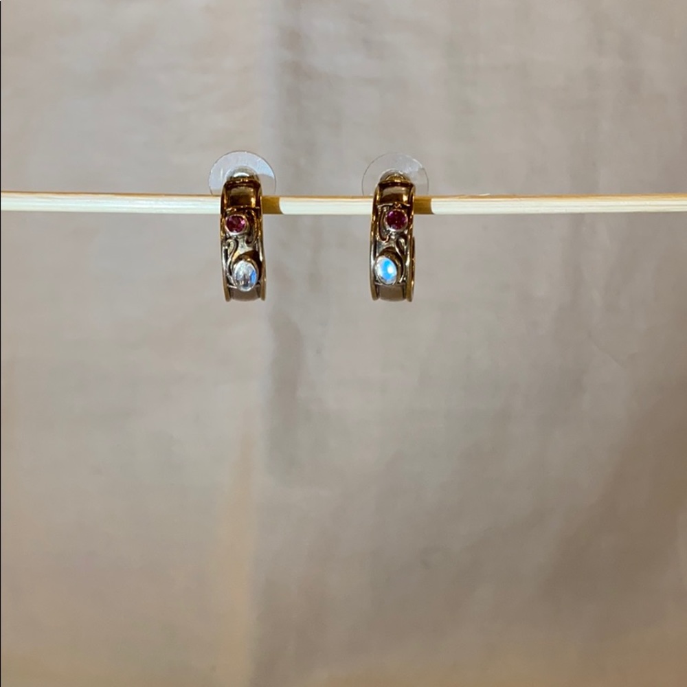 Sterling Hoop Earrings w/ Semi-precious Stones